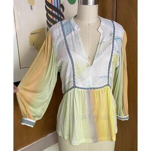 Blank London bl^nk Anthropologie Sz S Boho ViscoseV Neck Top 3/4 Sleeve